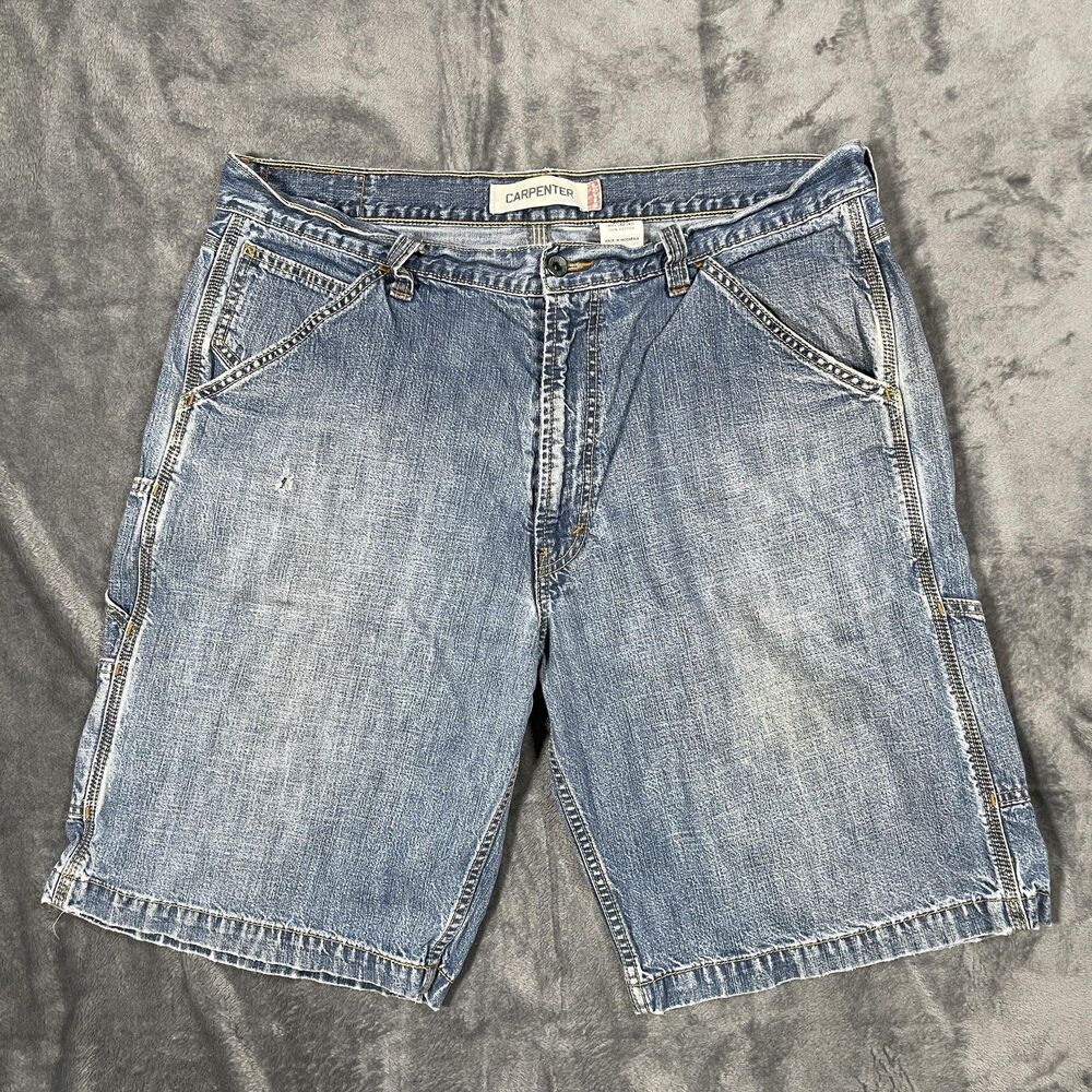 Levi's Carpenter Cargo Shorts Mens 38 Blue Cotton Denim Relaxed 11in Workwear